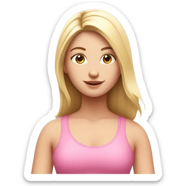 white girl in pink top yoga sticker