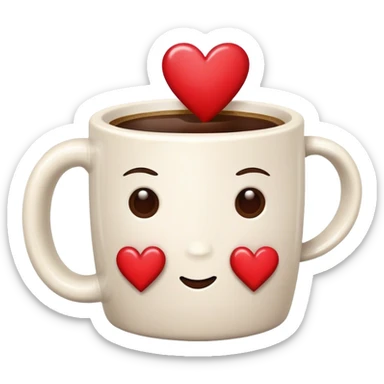 Coffee mug hugging a coffee mug with hearts  sticker