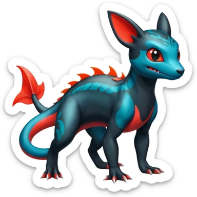 Shiny Exotic Salandit-Umbreon-Charmeleon-Fakémon-hybrid-creature (full body)  sticker