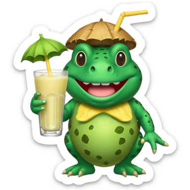 bufo green cartoon meme drinking a pina colada sticker