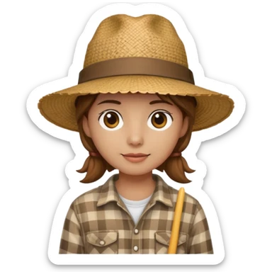 Caipira com camisa xadrez manga longa e chapéu sticker