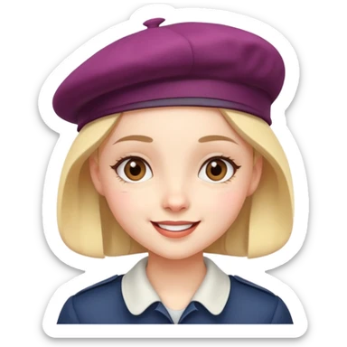 girl with a beret, cheerful expression sticker