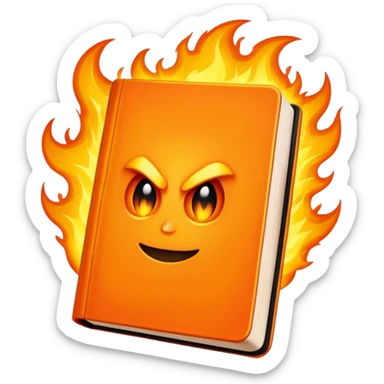 A bright orange book with a black, bold X with an edgy texture, exuding energy and pure, unapologetic confidence...burning aura.. unstoppable sticker