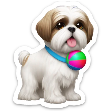 Shih tzu with colorful toy ball sticker