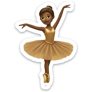  brown ballerina on a gold music box sticker