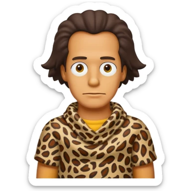 a simpson guy wearing ancient animal skin cloth, half body, icon sticker