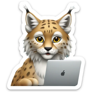 A lynx with a laptop sticker
