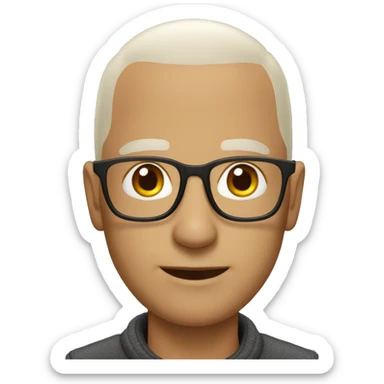 a bald man wearing glasses in naturo clothes sticker