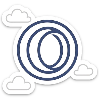 Opera GX logo, very simple flat color clip art style, minimal, using more of the lightest blue from the palette, no text sticker