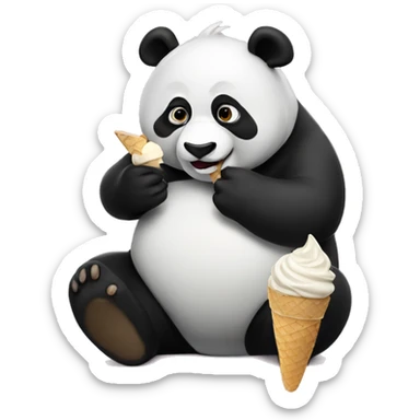 Panda eating ice cream sticker