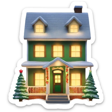 christmas home with lights sticker