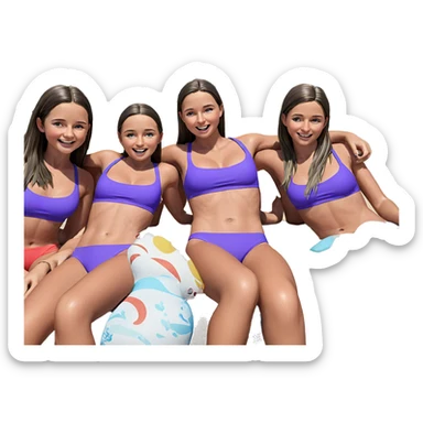 four girls in swimsuits outdoors sticker
