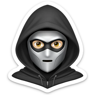 grayscale black mysterious masked corn-shaped hooded man sticker