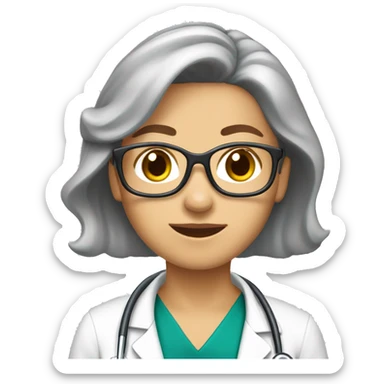 Doctora piel blanca, castaña, pelo liso largo y parada sticker