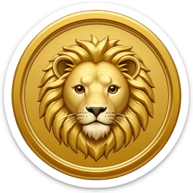 Fais un emoji de pièce d'or ronde avec l'inscription "F" dessus et un lion très détaillé gravé sur la pièce. Le F et le lion doivent être très lisible ainsi que les détails autour de la pièce.Le lion doit être gravé et en 2D il doit pas ressortir, il doit être subtile, le F doit être très visible sticker