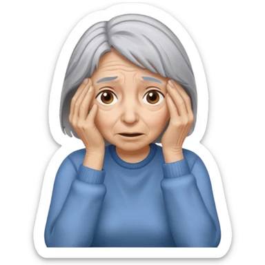 woman with gray hair and 1 palm of hand covering face in exasperation sticker