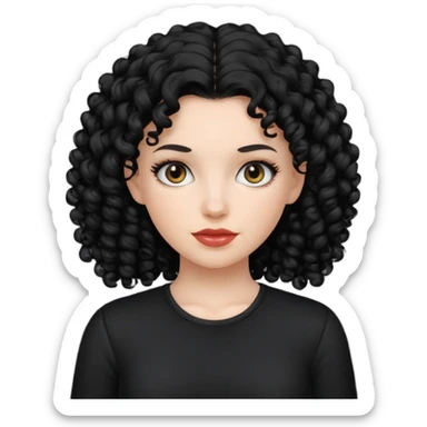 white women with black curly hair black clothes sticker