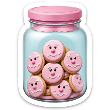 pastel pink christmas cookies in jar with pink lid  sticker