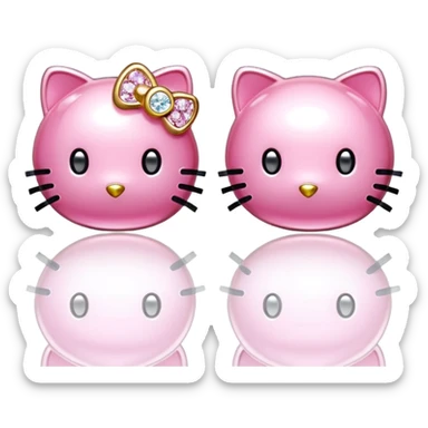 Still life rending,  hello kitty pink diamond 14k gold earrings sticker