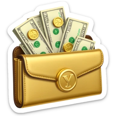 Aviator money emoji, wallet full of cash, casino vibe, premium 3D emoji style, clean, no background
 sticker