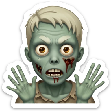 suprised zombie, hands on cheeks sticker