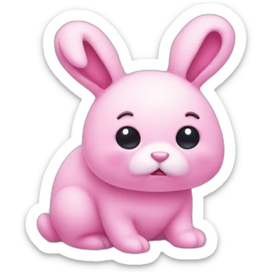 pink plush rabbit very sad sticker
