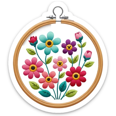 flower embroidery hoop sticker
