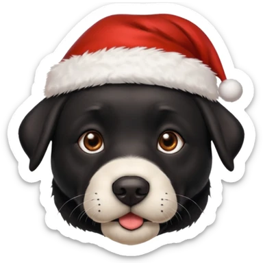 A cute black Labrador, about 2 years old, wearing a Santa hat. (I need English) sticker