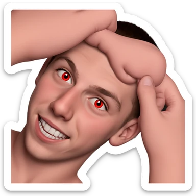 smiling boy with red eyes sticker