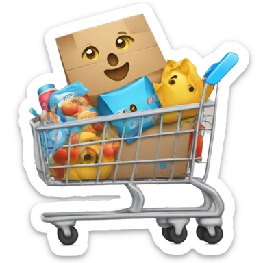 shopping cart with boxies sticker