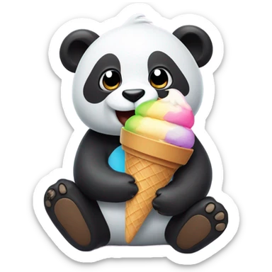 Panda eating ice cream sticker