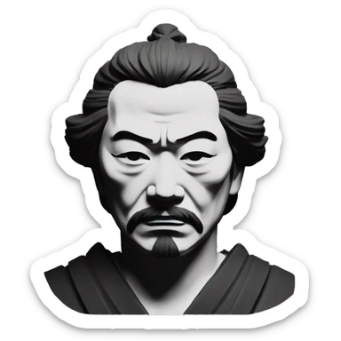 miyamoto musashi, philosopher statue, portrait, minimal, logo, monochrome sticker