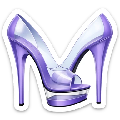 ultra realistic pair of platform open toe lavender glass heels sticker