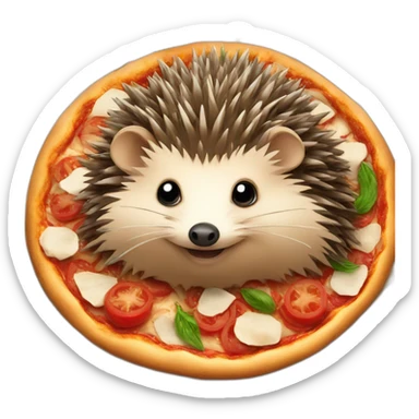 hedgehog on a vegan pizza sticker