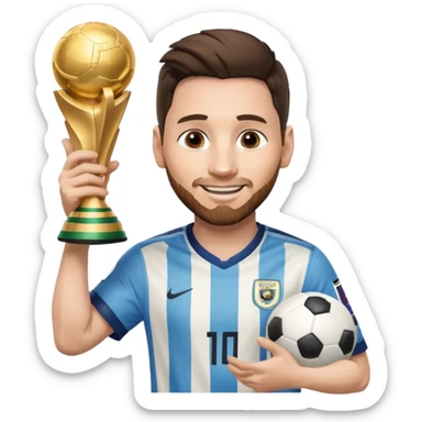 Messi holding the world cup trophy sticker