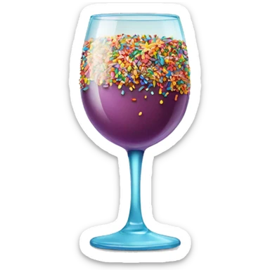 wineglass with colorful sprinkles on the edges sticker