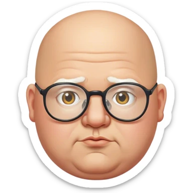 fat bald man with glasses sticker