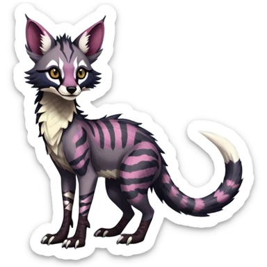 Feral Rare Fantasy dark colorful Vernid-Sergal-Genet-species by LiLaiRa, random markings, tufted tail, tufted ears, full body sticker