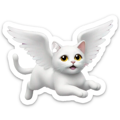 A cat flying through heaven  sticker