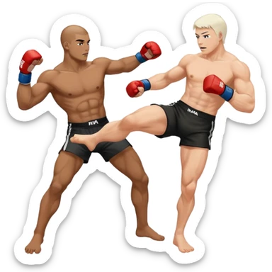 mma fighter kicks man white skin sticker