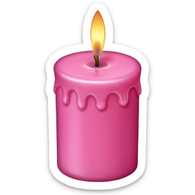 A pink candle with a flame on it, viewed from above. sticker
