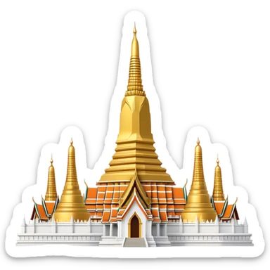 Cinematic Realistic Wat Arun Landmark Emoji, depicting the towering temple spires adorned with intricate porcelain mosaics sticker