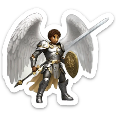 Fierce archangel michael with a sword sticker