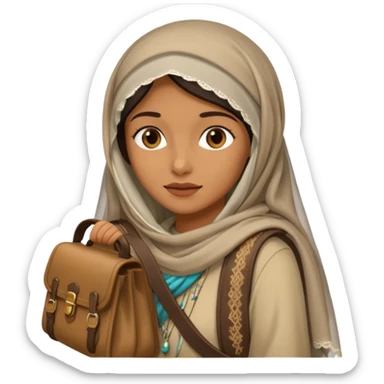 Woman + veil + satchel,Desert Nomads. sticker