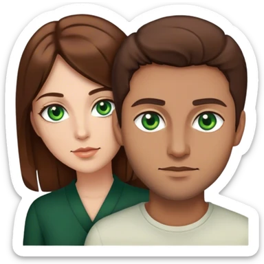 Couple woman with green eyes and brown hair and man with brown hair and brown eyes  sticker