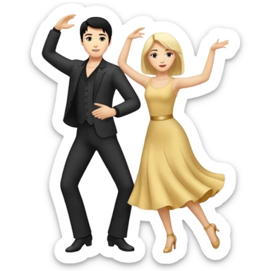 couple dancing full body man black hair woman blonde sticker