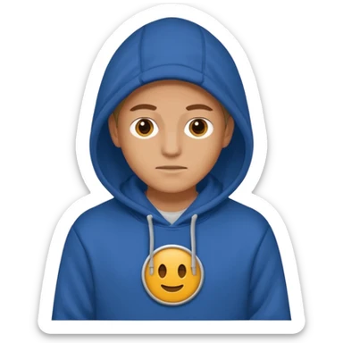 make image of white person, he is wearing hoodie with BST sign of it sticker