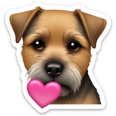 Border terrier with a pink heart  sticker