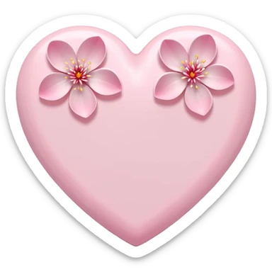 white heart with pink sakura blossom sticker