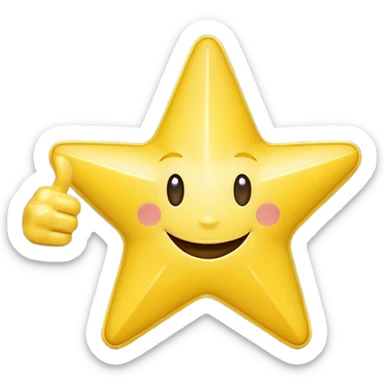 3D a smiling happy star with both hands doing thumbs up  sticker